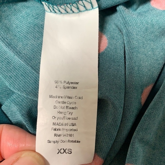 LuLaroe Irma Tunic Dark Green/Orange Polka Dot,  Size XXS - Picture 9 of 9